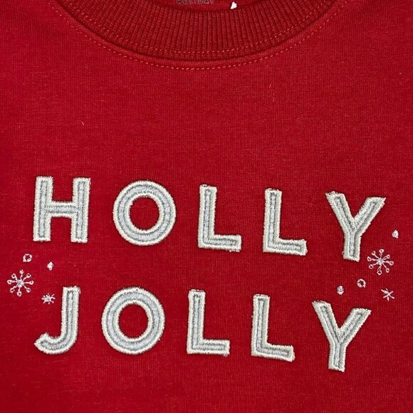 NEW Nordstrom Holly Jolly Sweatshirt Red Petit Lem Size 12 Months Crew Neck Knit - Picture 6 of 10
